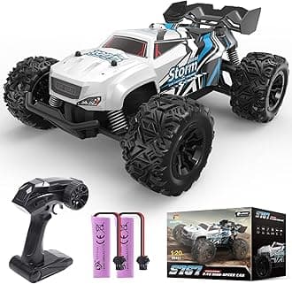 DEERC Remote Control Cars Monster Truck W/ 2 Batteries for 40 Min Play, All-Terrain 2.4GHz RTR Rock Crawler Toy Gift for Boys Girls Kids Beginners