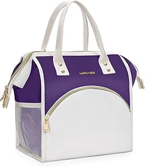 LOKASS Lunch Bag Women Insulated Lunch Box, Wide-Open Lunch Tote Bag Leak-proof Cooler Bag for Work Picnic-（Purple）