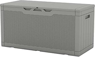 Patiowell 100 Gallon Resin Deck Box, Waterproof Large Outdoor Storage Box for Patio Furniture and Garden Tools, Grey