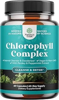 Chlorophyll Capsules for Cleanse and Detox Support - Internal Deodorant Pills for Body Odor with Mint & Parsley Extract Healthy Skin Immunity & Digestive Support - Vegan Non-GMO & Gluten Free (60ct)