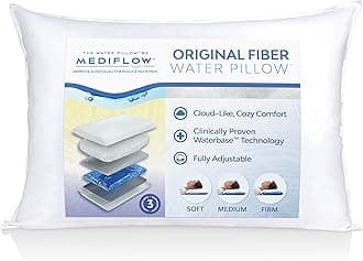 Mediflow Fiber: The First & Original Water Pillow, clinically Proven to Reduce Neck Pain & Improve Sleep. Therapeutic, Ideal for People Looking for Proper Neck Support