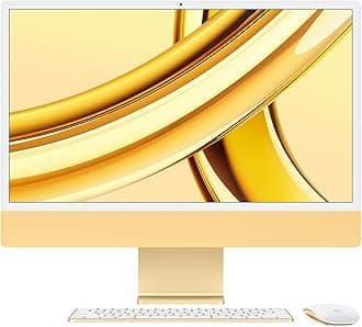 Apple 2023 iMac All-in-One Desktop Computer with M3 chip: 8-core CPU, 10-core GPU, 24-inch Retina Display, 8GB Unified Memory, 256GB SSD Storage, Matching Accessories. Works with iPhone/iPad; Yellow