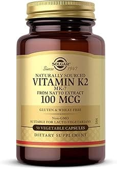 Naturally Sourced Vitamin K2 (MK-7) 100 mcg - 50 Vegetable Capsules - Supports Bone Health - Whole Food Source from Natto Extract - Non-GMO, Gluten Free - 50 Total Servings