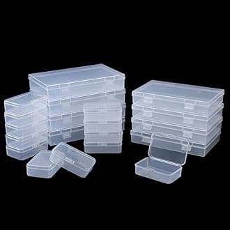 20 Pieces Mixed Sizes Rectangular Empty Mini Clear Plastic Organizer Storage Box Containers with Hinged Lids for Small Items and Other Craft Projects Plastic Containers with Lids Quart Containers