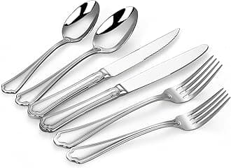 18/10 Stainless Steel 72 Piece Silverware Set with Steak Knives, Heavy Stainless Steel Flatware, High End Silverware Set, Ideal for Gift