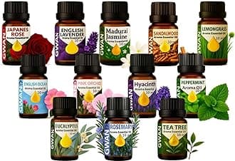 Aroma Essential Oil Japanese Rose, English Lavender, Madurai jasmine, Sandal Wood, Lemon Grass , English ocean, Pink Orchid, Hyacinth, Peppermint, Eucalyptus, Rosemary, Tea Tree, No Chemicals 10ml Each - (Set of 12)