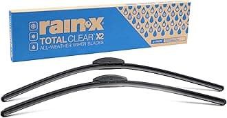 Rain-X 810337 Total Clear Beam Wiper Blades 20" & 20" Windshield Wipers for All-Weather Performance, Rubber Squeegee for Smooth Clean Wipe & Quiet Operation - 2 Pack Value
