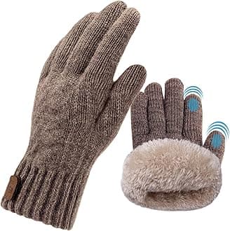 Winter Thermal Touch Screen Gloves for Men With Fleece Lining - Soft Warm Knit for Running Outdoors