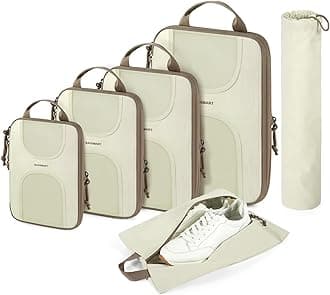 Compression Packing Cubes, 6 Set Packing Cubes for Suitcases, Lightweight Suitcases Organizers Bag Set & Compression Travel Cubes, Travel Essentials Packing Organizers