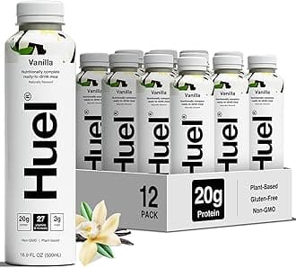 Ready-to-Drink | Vanilla Meal Replacement Drink | High Protein Drink | Nutritionally Complete, Low Sugar, High Fiber, Plant Based, Vegan, Healthy | 20g Protein Per Bottle, 16.9 Fl Oz (12 Pack)