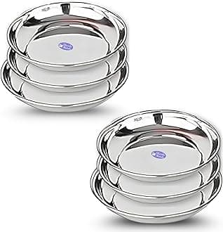 Sharda Metals Set of 6 Stainless Steel Side Serving Small Size Plates 13 cm for Halwa, Poha, Snacks, Nashta and Appetizers Round Plate, Rust-Resistant Dishes, Dishwasher Safe
