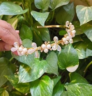 Floral Kundan Hairband in Minimal Design | Traditional Golden Headpiece for Women and Girls