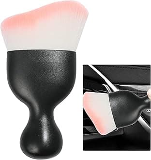 Ziciner Car Detailing Brush, Curved Soft Bristles Auto Removal Dust Collectors, Universal Vehicle Dashboard, Air Conditioner Vents etc Interior Cleaning Tool Accessory (White/Pink)