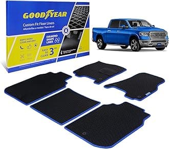 Goodyear All-Weather Car Floor Mats–Custom Fit for Dodge Ram 1500 19-26 Crew Cab,5 Pc.Set,Heavy-Duty Diamond Floor Liners for Cars,SUVs,Trucks–Ultimate Interior Car Accessories for Men&Women- GY004034