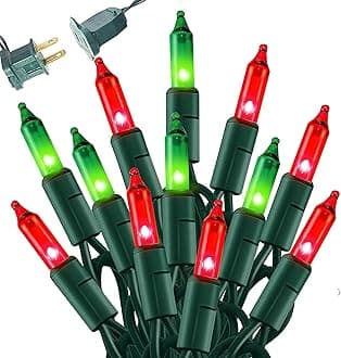 Dazzle Bright Red and Green Christmas Mini String Lights, 20FT 100 Count Incandescent Waterproof Fairy Lights Plug in, Connectable Christmas Decorations for Indoor Outdoor Home Party Garden Yard