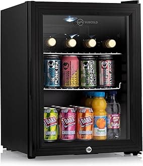 – Super35 LED Mini Fridge | 35L Table-Top Beer, Wine & Drinks Fridge | Energy Efficient with Dual-Glazed Glass Door - Black