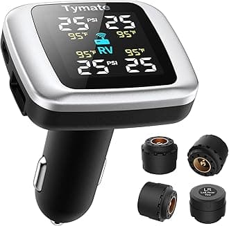 Tymate TM7 Tire Pressure Monitoring System, Wireless TPMS with 4 External Sensors & 6 Alarm Modes, Colorful Display, Real-time Tire Pressure Monitor System, Ideal for RV SUV MPV Truck Sedan(0-144 PSI)