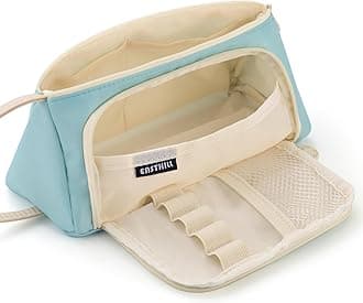 EASTHILL Big Capacity Pencil Case High Large Storage Pouch Marker Pen Case Simple Stationery Bag School College Office Organizer for Teens Girls-Blue