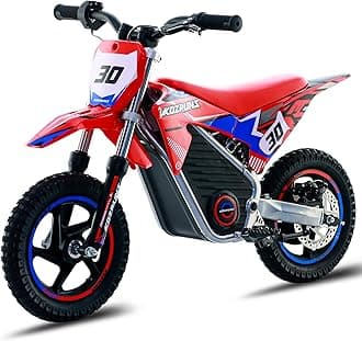 36V Electric Dirt Bike for Kids Aged 3-8, Brushless 250W Racing Grade Electric Motorcycle, Up to 15.5MPH & 3 Speed Settings, Safe Disc Brakes, 12'' Off-Road Knobby Tires, Red