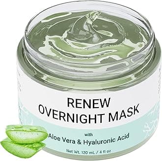 Doppeltree Renew Overnight Facial Mask with Aloe Vera Gel & Hyaluronic Acid, Anti Aging Hydrating Face Mask for Night Time Skin Care & Repair - Formulated in San Francisco USA