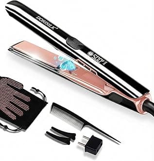 500 Degree High Temp Professional Hair Straightener，30s Fast Heating Ceramic Flat Iron ，2 in 1 Hair Straightener and Curler，Plasma Flat Iron Get Frizz-Free ，Dual Voltage for Travel Using