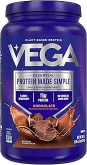 Vega Protein Made Simple, Dark Chocolate - Stevia Free Vegan Protein Powder, Plant Based, Healthy, Gluten Free, Pea Protein for Women and Men, 2.3 lbs (Packaging May Vary)