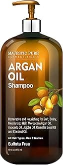 Majestic PureArgan Oil Shampoo - Vitamin Enriched Gentle Hair Restoration Formula for Daily Use, Sulfate Free, for All Hair Types, Men and Women - 16 fl. oz.