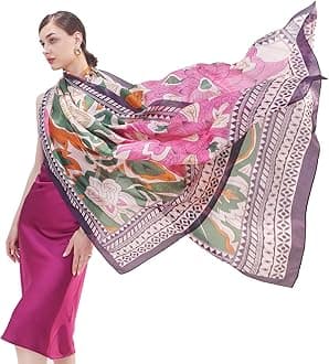 DANA XU 100% Mulberry Extra Large Silk Pashmina Scarf Shawls And Wraps For Women Evening Dress Summer Travel Floral Blanket