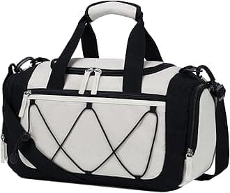 Vorspack Gym Bag for Women - 15 Inches Small Duffle Bag for Travel Lightweight Duffel Bag Personal Item Travel Bag Weekender Bag for Travel Sports Gym - Beige