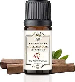 Khadi Earth Sandalwood Essential Oil for Skin & Hair Care, Acne, Wrinkles & Dark Circles, Aromatherapy, Relaxation | 100% Pure & Natural Essential Oil for Women & Men - 10 ml