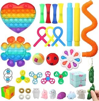Fidget Simple Fidget Pack, 35pcs Fidget Toys Set with Popping Fidget Sensory Toys for Kids and Adults, Stress Relief Kit Gifts for Party Favors Classroom Prizes Easter Basket Stuffers Egg Fillers
