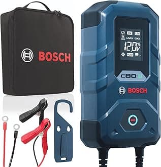 Bosch C80-Li Battery Charger - 15 Amps with Trickle Function - For 6V/12V Lead-acid, AGM, EFB, GEL, SLI and 12V Lithium (LiFePO4) Batteries, Comes with a UK Style Plug