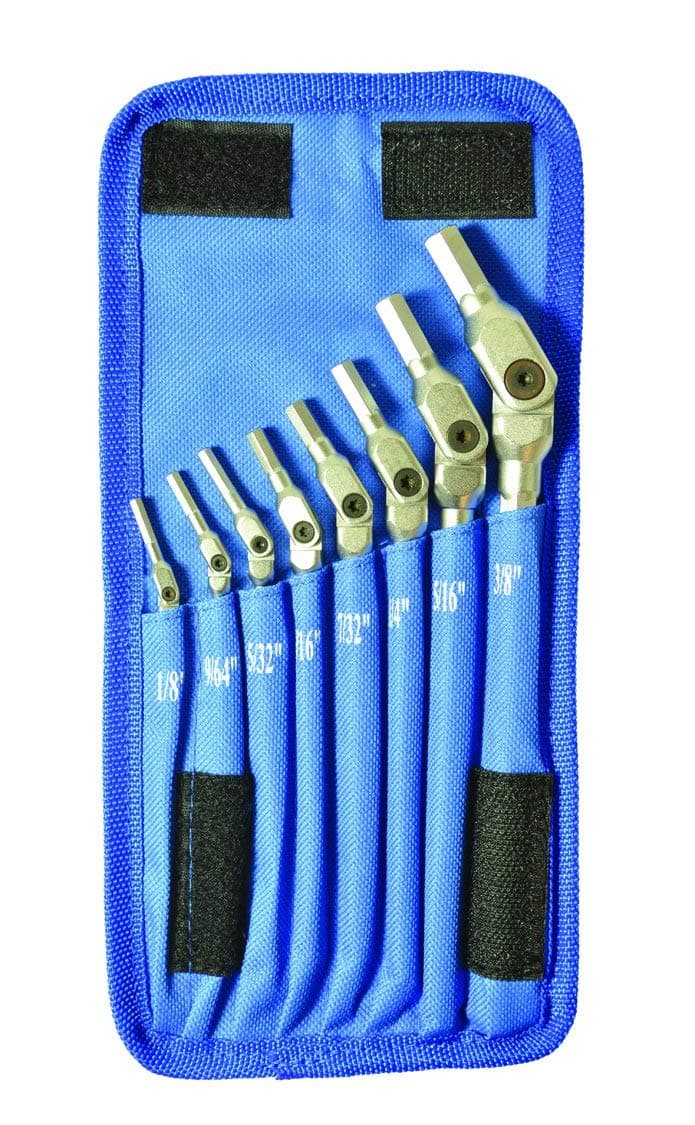 HP8-IC-17 SINGLE Set 8 Chrome Hex Pro Wrenches 1/8-3/8in