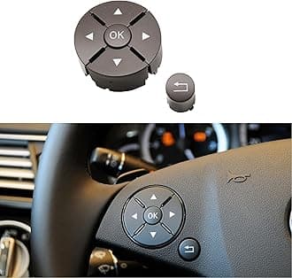 Car Steering Wheel Button Cover Replacement Voice Audio Control for Mercedes Benz C E S Class W204 W212 W221 GLK X204 (1pack Brown-Left)