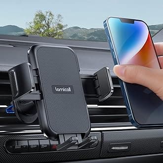 Lamicall Car Phone Holder Vent - [Thick Cases Friendly] Wider Clamp & Metal Hook, Phone Holders for Your Car Mount Automobile Hands Free Cradle Air Vent for iPhone 17 16 15 14 Pro Max All Smartphone