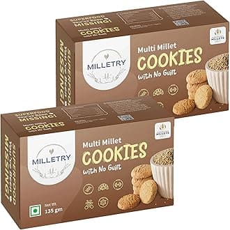 Multi Millet Cookies Combo | Pearl, Ragi, Kodo & Jaggery | High Fiber, High Protein, No Maida, Guilt Free | Pack of 2 x 135gm