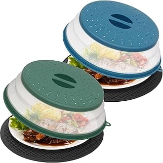4 in 1,WENWELL Vented Collapsible Microwave Splatter Cover & Mat,Kitchen dish bowl Plate lid for Food,Dishwasher-Safe,BPA-Free Silicone & Plastic