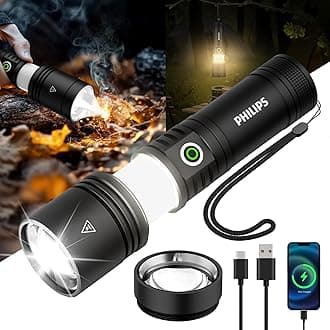 Rechargeable Flashlights High Lumens with Ignition Lens,3000lm Tactical Flashlights with Camping Lamp,2 Colors Zoomable 5Modes Reverse Charging LED Bright Flashlight for Home Outdoor Gift
