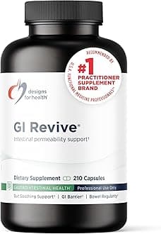 Designs for Health GI Revive - Slippery Elm Gut Health Support with Licorice Root, L-Glutamine + Zinc Carnosine - MSM, Marshmallow Root Powder + Okra Extract (210 Capsules)