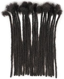 0.2cm Thickness 100% Human Hair Dreadlock Extensions for Men/Women 6 Inch 10 Strands Full Handmade Can be Dyed and Bleached Permanent Loc Extensions Human Hair Natural Black
