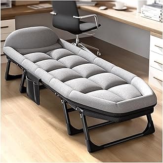 Folding Bed with Memory Foam Mattress, Folding Camping Cot with Cushion & Pillow, Heavy Duty Outdoor Indoor Bed, Portable Foldable Guest Beds (Grey Large with Pillow)