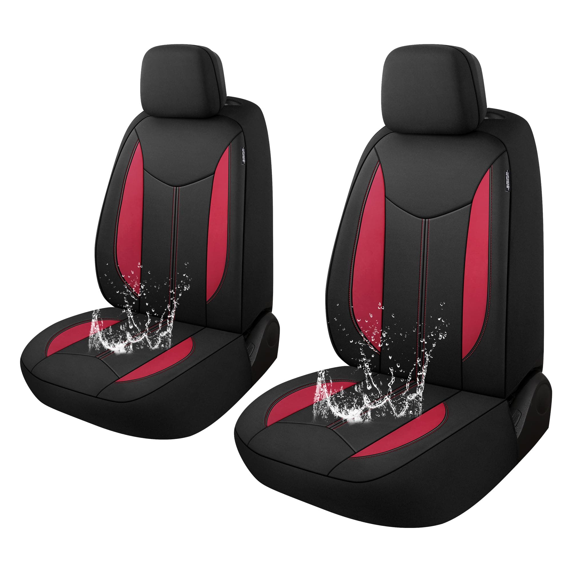 CAROMOP Neoprene Car Seat Cover 2 Front Seats, Waterproof Seat Covers for Cars, Universal Fit for Most Car Interior Covers-Sedan Truck SUV(Black/Red)