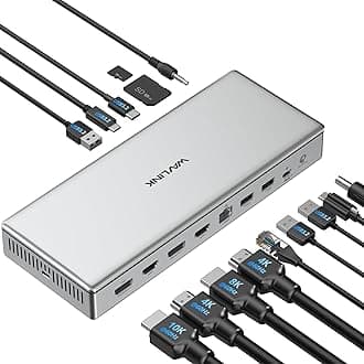 WAVLINK USB C DisplayLink (DL7400) Premium Docking Station, 2xHDMI and 2xDisplayPort, Dual 8K@60Hz,Quad 4K@60Hz for Windows 10/11 and Mac M1/M2/M3,100W PD Charging to Host, 2.5G Ethernet,USB C, SD4.0