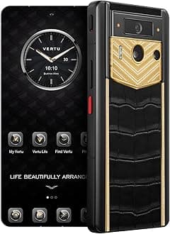 METAVERTU 2 Luxury Custom Made - V-Shaped 18K Gold with Diamonds Alligator Skin Web3 Ai Phone - Black (512, GB)