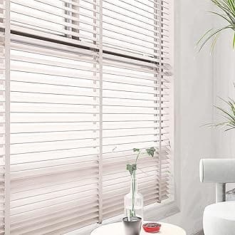 Cordless 2" Wooden Venetian Blinds for Windows, Blackout Privacy Shades Horizontal Window Blinds for Inside/Outside Mount – Custom Sizes 24" 32" 35" 46" 54" 66" 72"(White)