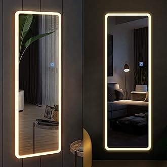 Vlsrka Over The Door LED Mirror, 47"x16" Full Length Mirror with Lights, Full Body Lighted Mirror, Wall Mounted Light Up Mirror with 3 Color Dimmable Lighting for Bedroom - (1 Pc)