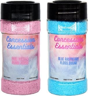 2ct- 16oz Jars of Cotton Candy Floss Sugar (Pink Vanilla and Blue Raspberry)
