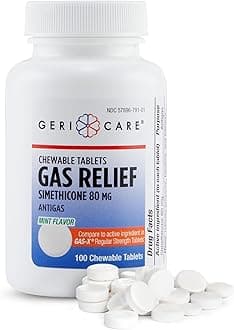 Simethicone Chewable Gas-Relief Tablets 80mg | Fast Relief for Gas, Bloating, Discomfort | Mint-Flavored | Oral Adult Gas Pain Relief | Anti-Flatulence Aid (100 Tablets) 2 Pack
