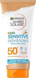 Ambre Solaire Kids Sun Cream SPF 50+ Sensitive Advanced 175ml, For Face & Body, High UVA UVB Protection, Non-Sticky, Water-Resistant, Sand & Sweat, Hypoallergenic, Fragrance-Free Lotion