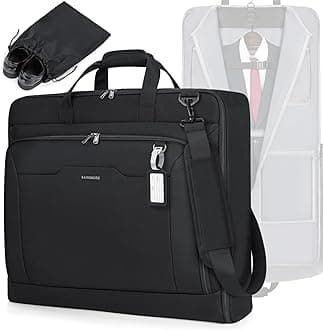 Garment Bags for Travel Carry On Garment Bag for Hanging Clothes, Suit Bag for Business Trips with Shoes bag & Shoulder Strap, Waterproof Foldable Suit Luggage Bag for Men Women, Black